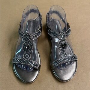 SHIBEVER Silver Embellished Women's Sandals - EU Size 40